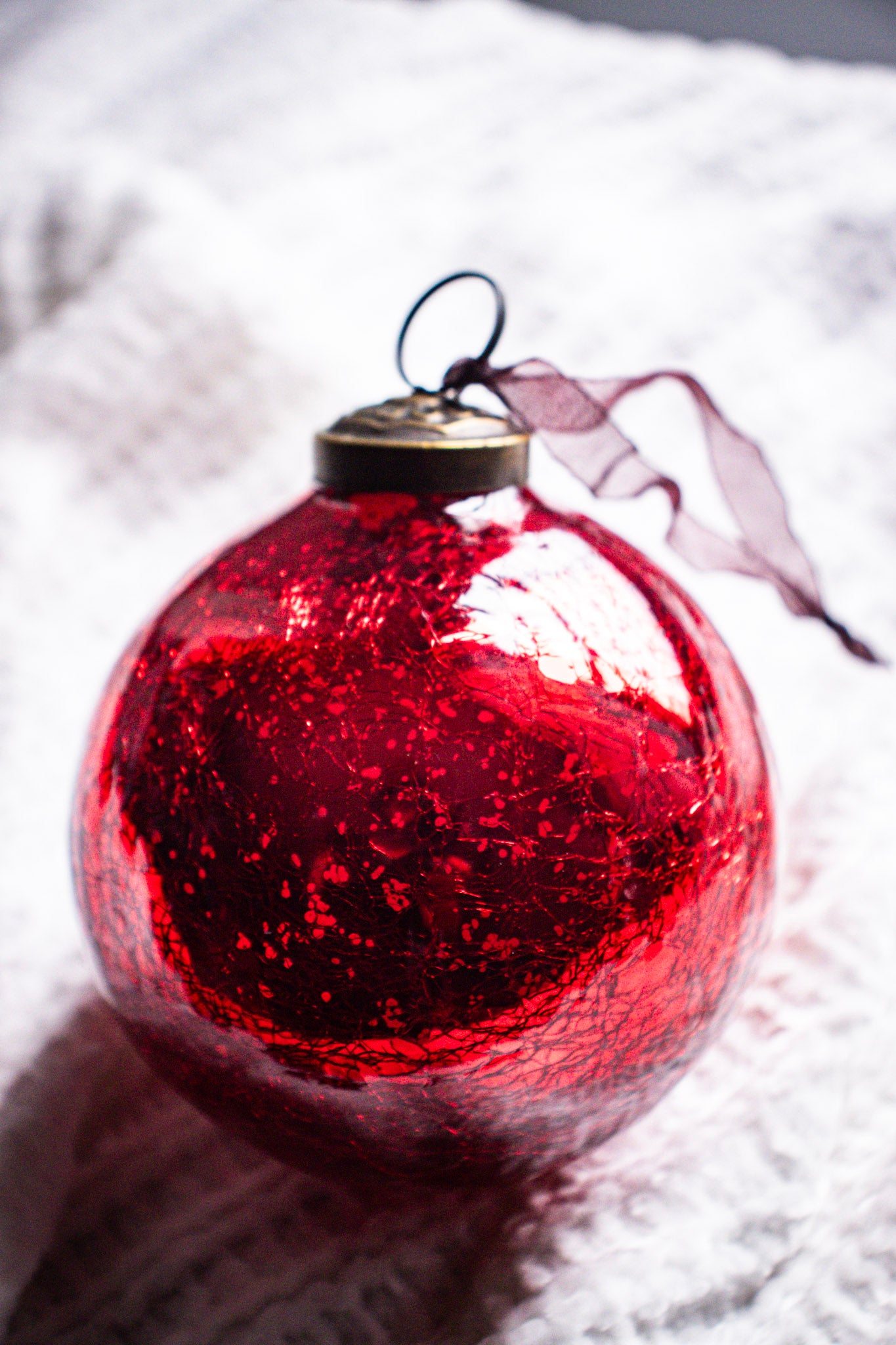 Luxury Red Crackle Glass Christmas Ball