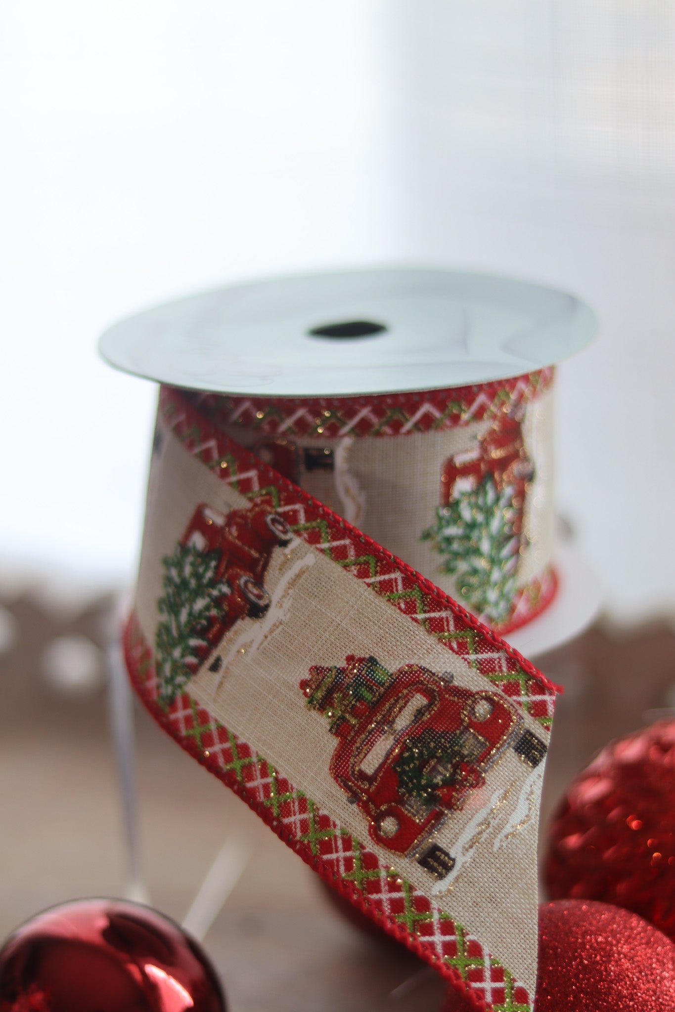 Farm Truck Glitter Ribbon – 2.5" Wired