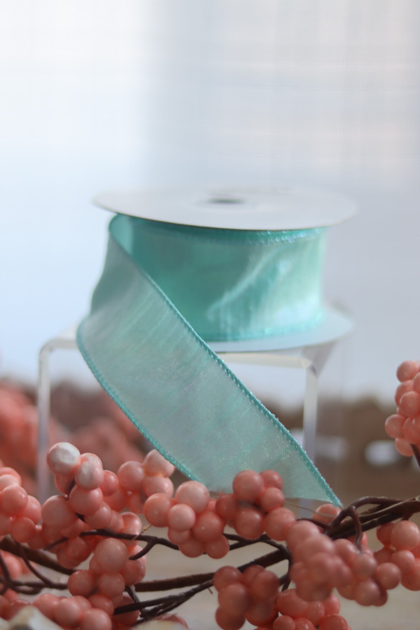 Iridescent Metallic Dupioni Teal Ribbon – 2.5" Wired