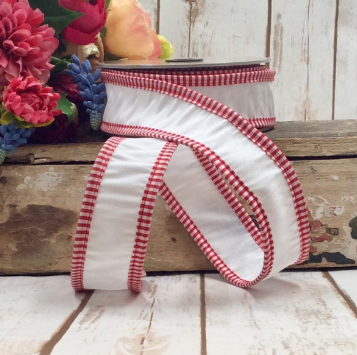 Luxury Small White Ribbon Santa Red Check Edge