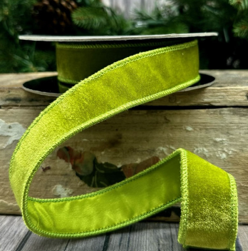 Luxury Small Ribbon Bright Green Velvet