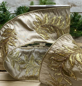 4 " luxury dupion embroidery, platinum