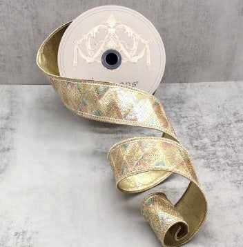 Luxury Ribbon Sequin Pastel metallic Dupion 2 "
