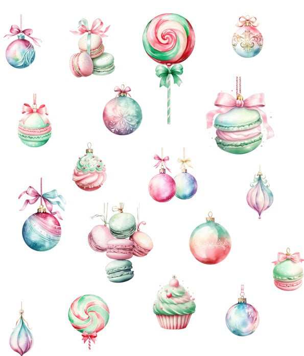 Gift Tag + Thick luxury Wrapping Paper- Double sided Pastel Candyland Christmas Gift Wrapping paper purple pink mint green + Tag