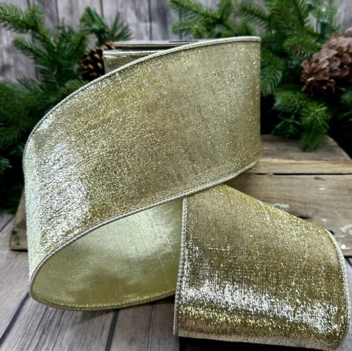 Luxury Ribbon gold and silver Velvet Glitter- 4"