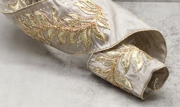 4 " luxury dupion embroidery, platinum