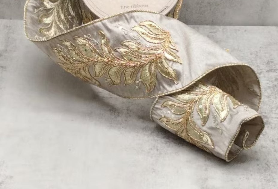 Luxury Ribbon Antique Victorian Embroidery Silver