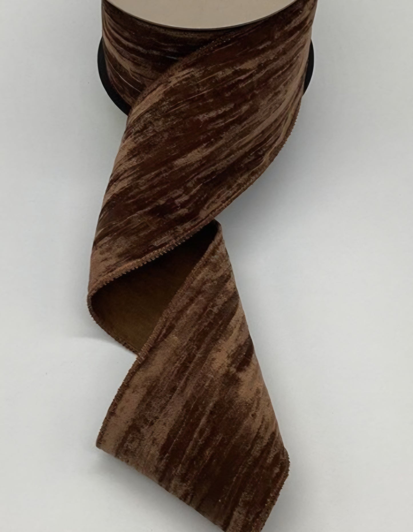 Brown Velvet Ribbon – Vintage Chic with Satin Back 4"