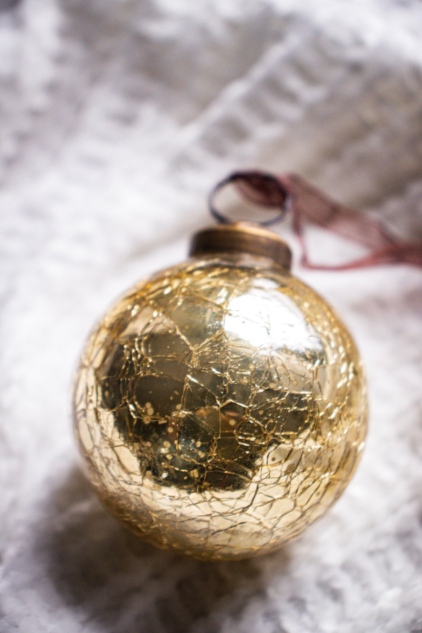Luxury Crackle Gold  Glass Ornament