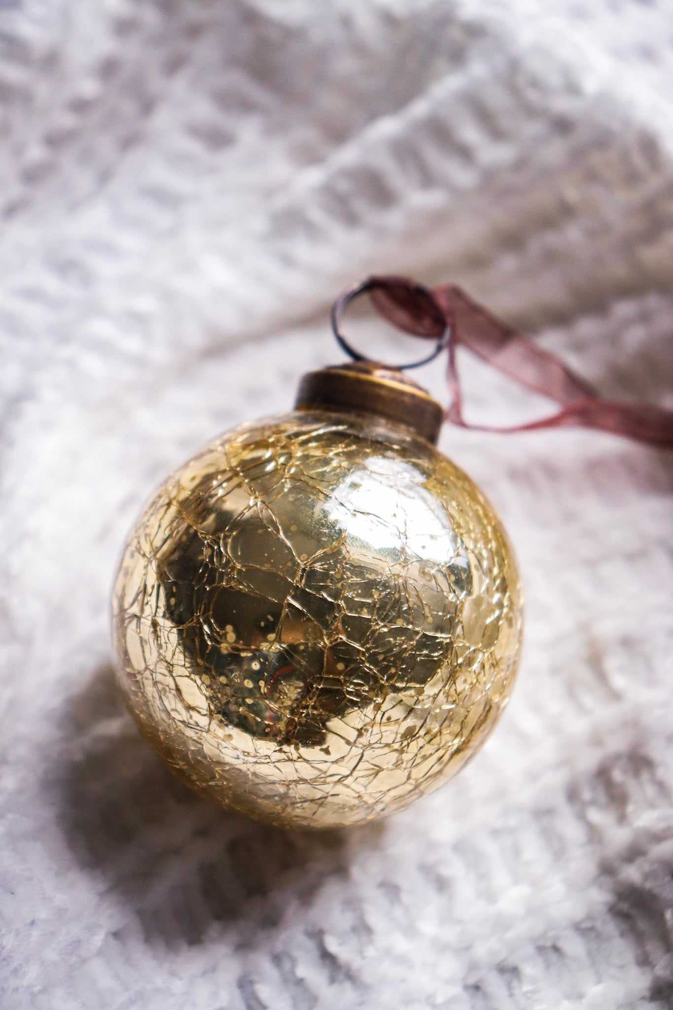 Luxury Crackle Gold  Glass Ornament