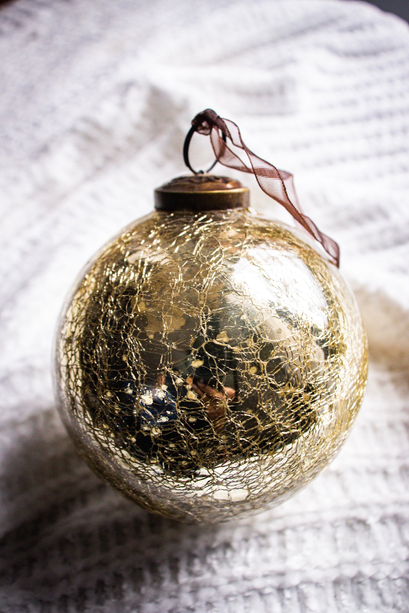 Luxury Crackle Gold  Glass Ornament
