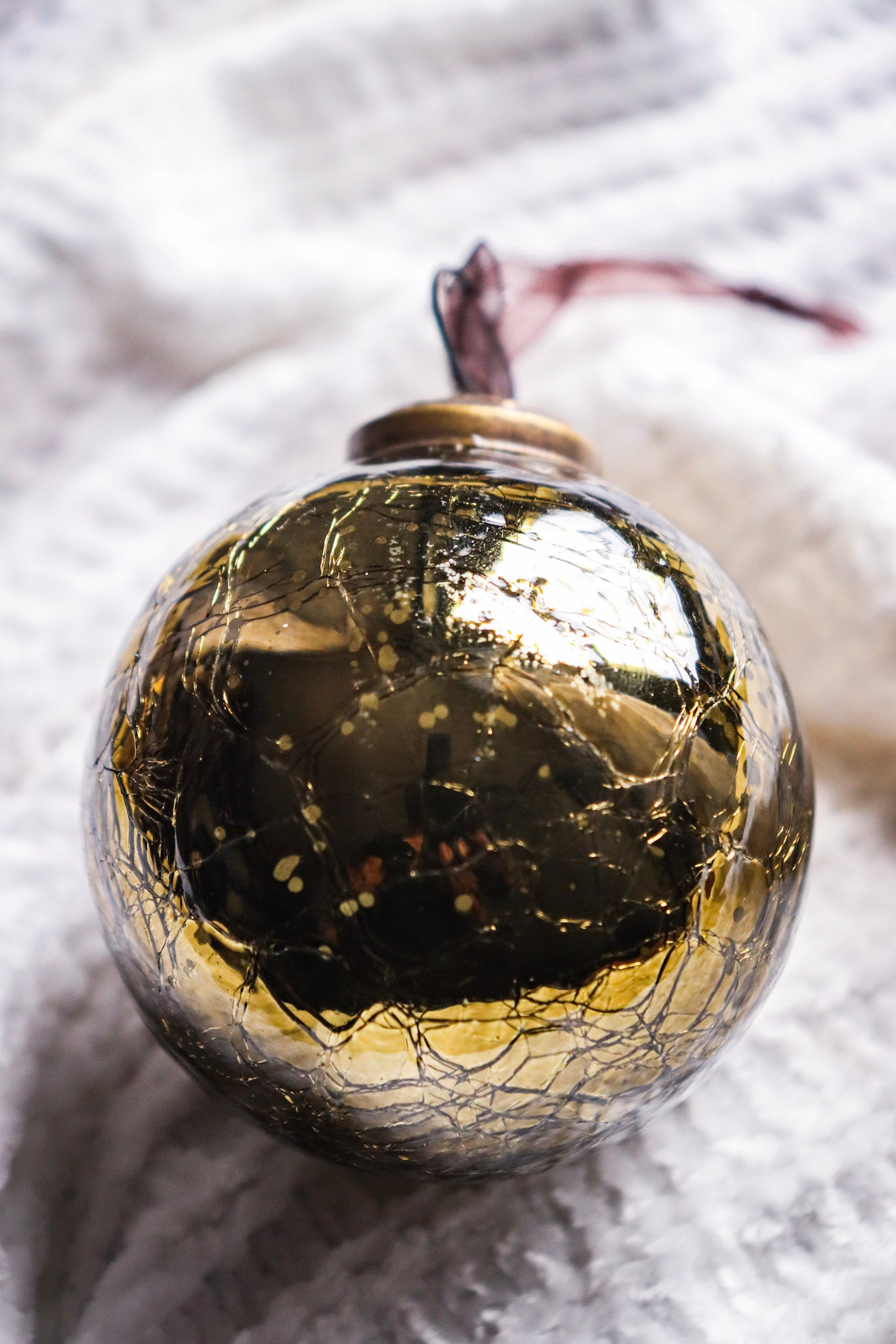 Luxury Olive Crackle Glass Christmas Ball
