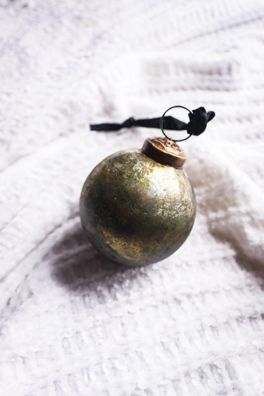 Luxury Terra Matte Olive Green  Christmas ball Ornament - 2"