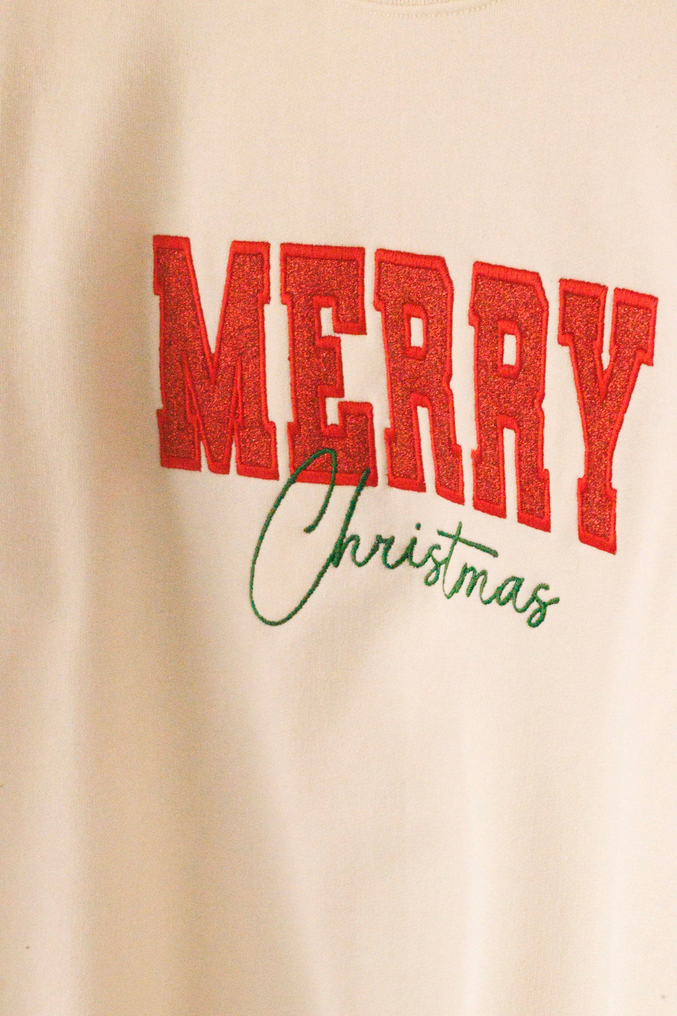 Embroidery Cream Merry Christmas Sweatshirt