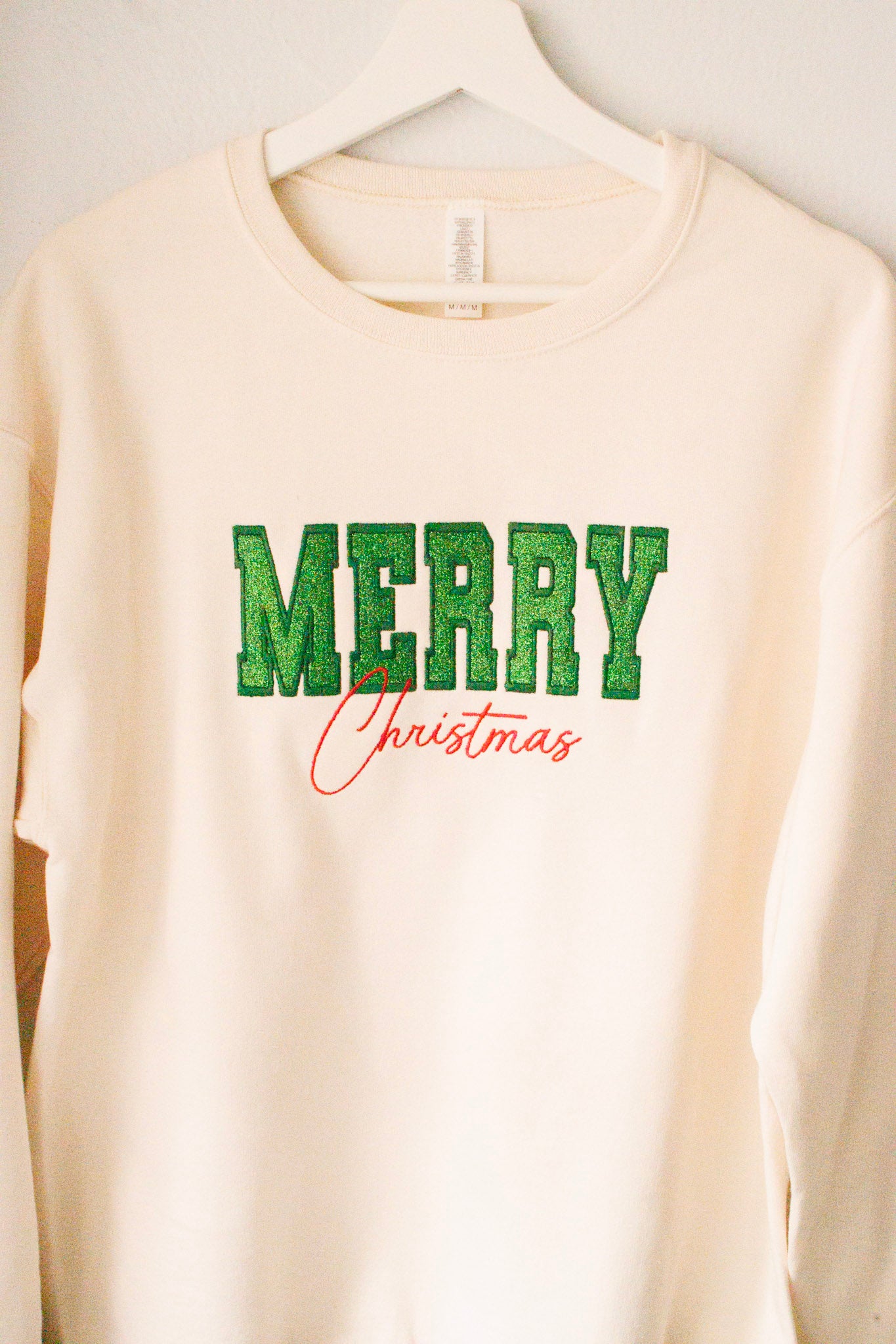Embroidery Cream Merry Christmas Sweatshirt