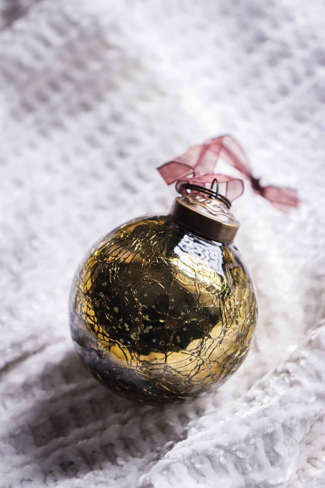 Luxury Olive Crackle Glass Christmas Ball