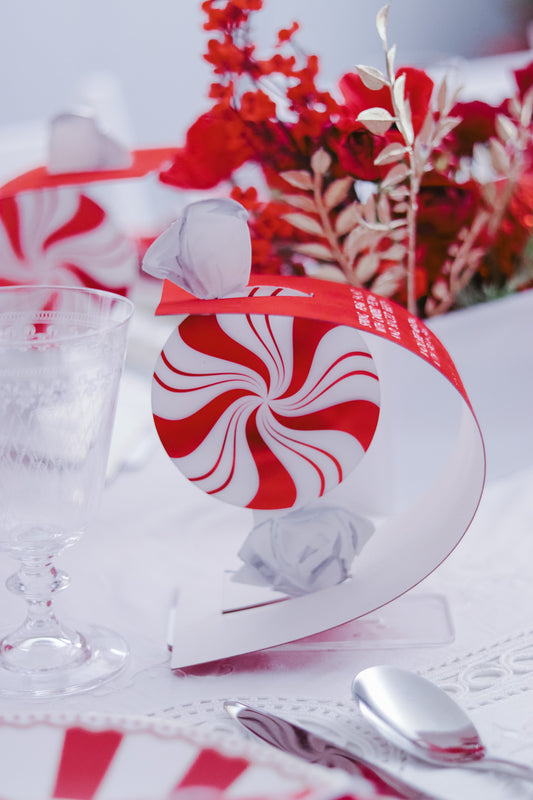 Peppermint Candy 3D Velvet-Debossed Menu (Set of 6)