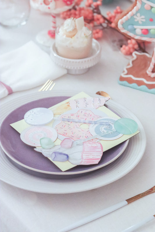 Candyland 3D Square Velvet Menu – Set of 6 (7" x 7")