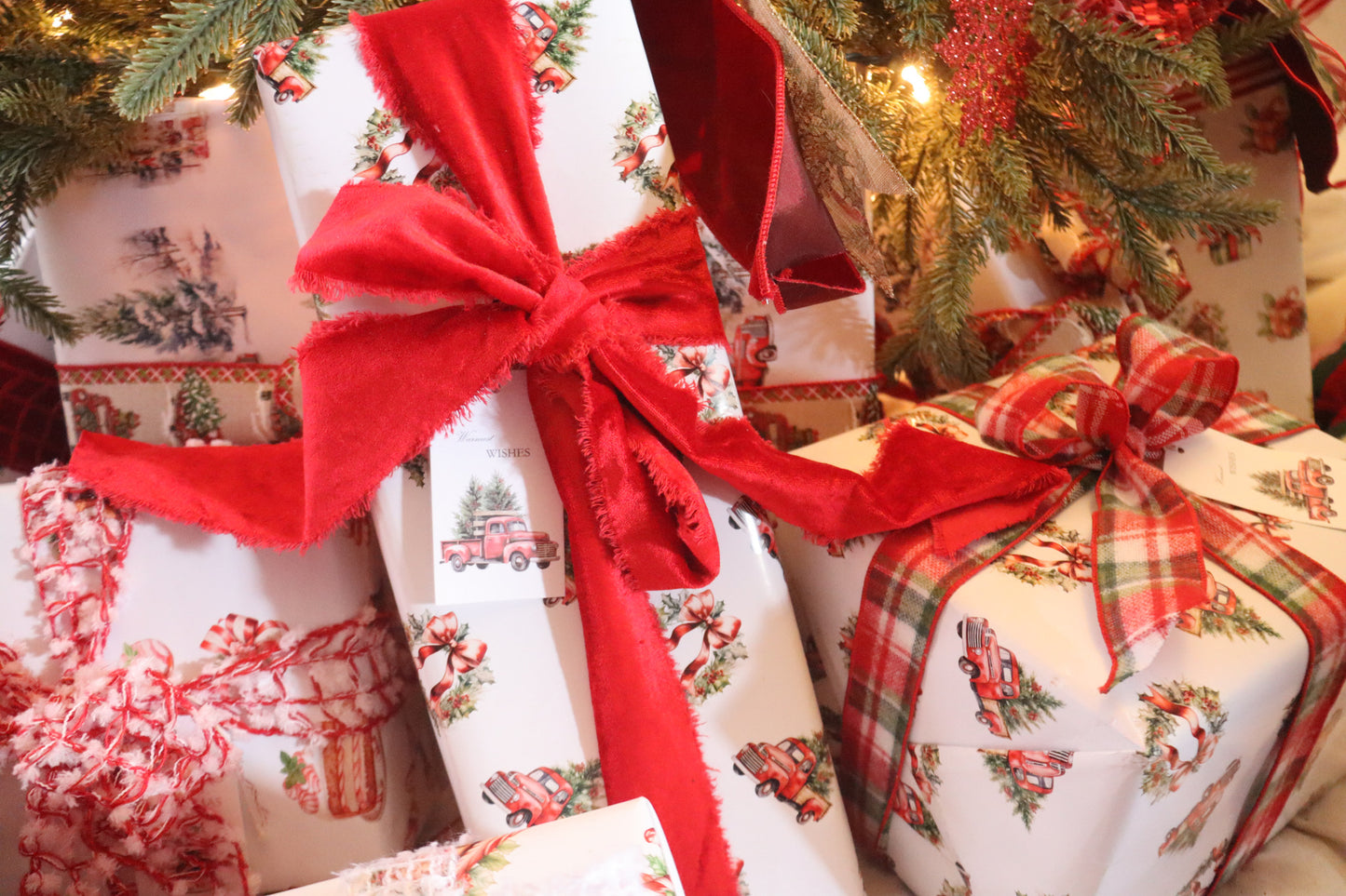 Plaid Green, White, and Red Ribbon – 2.5" Wired