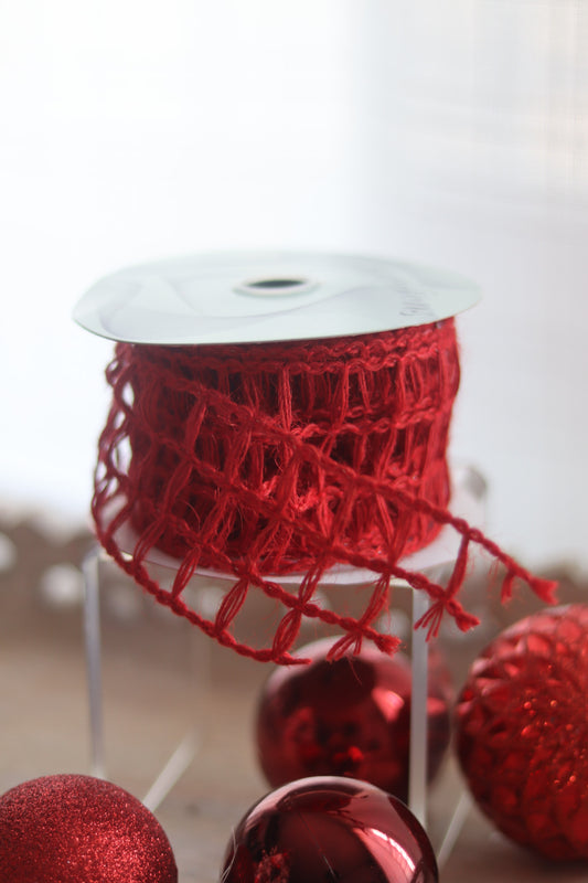 Red Jute Ribbon – 2.5" Wired