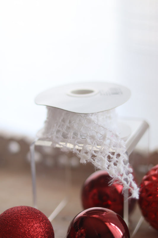 White Jute Ribbon – 2.5" Wired