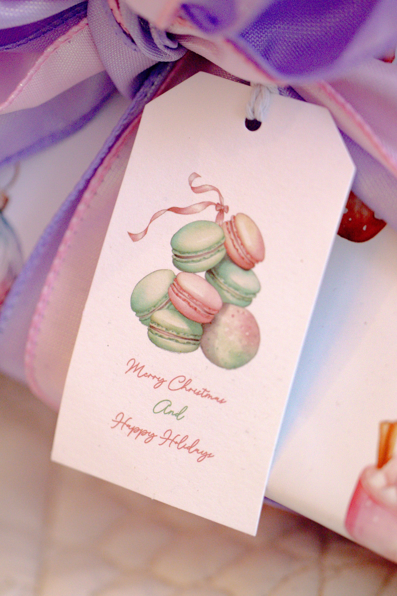 Gift Tag  + Thick luxury Wrapping Paper-  Double sided Pastel Candyland Christmas Gift Wrapping paper purple pink mint green + Tag