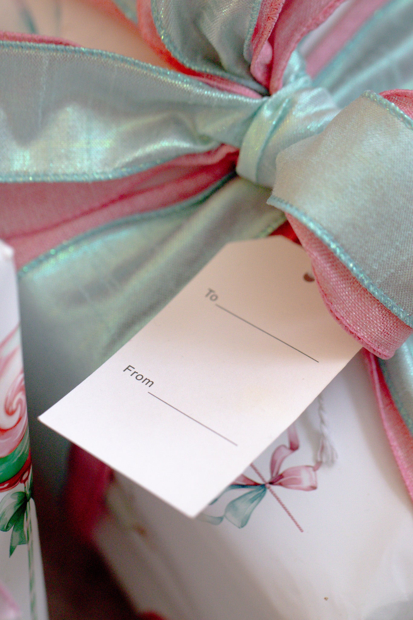 Gift Tag  + Thick luxury Wrapping Paper-  Double sided Pastel Candyland Christmas Gift Wrapping paper purple pink mint green + Tag
