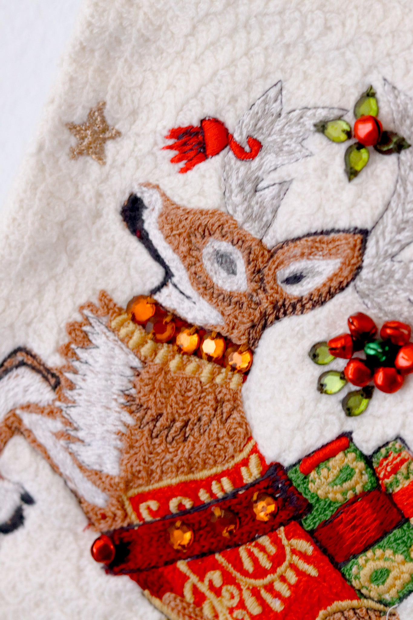 Embroidered Christmas Stockings – Reindeer | Holiday Mantel Decor