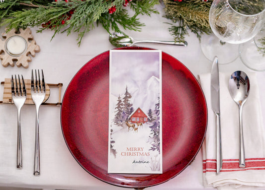 Customizable Vertical Mountain-Inspired Menu – 4" x 6.7" (Set of 6)