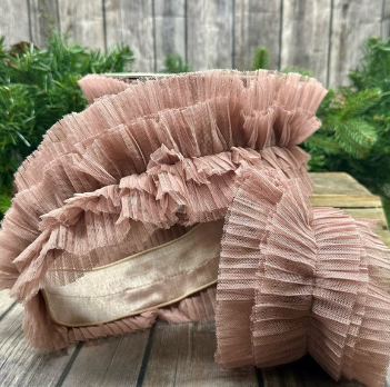 Luxury Large Ribbon Victorian Dusty Rose Frou Frou Vintage