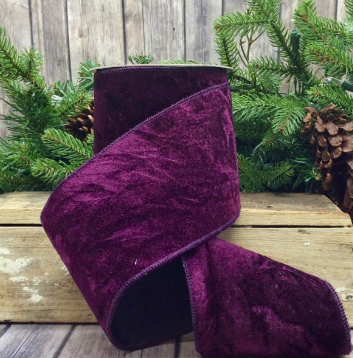Luxury Wired Large Ribbon Velvet Dark Purple