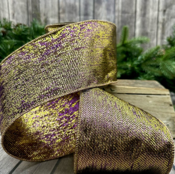 Luxury Large Ribbon Purple Gold Metallic
