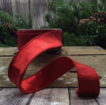 Luxury Small  Ribbon Red Ecarlate Dupion Metallic
