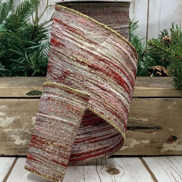 Luxury Large Ribbon Jacquard Burgundy White Gold