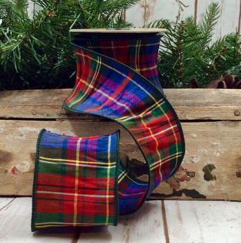 Luxury Medium Ribbon  Medium Red Green and Blue Plaid