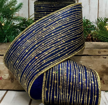 Luxury Large Velvet  Blue Ribbon Celestial Style