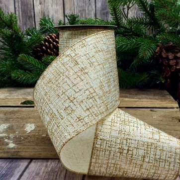 Luxury Medium  Ribbon Abstract Gold off White Line Textured