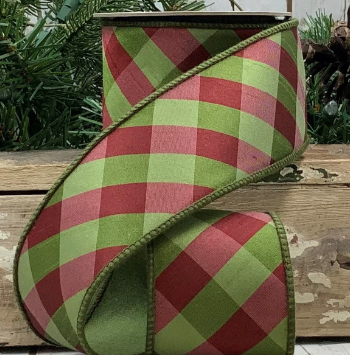 Luxury Small Ribbon Check Plaid Green Red