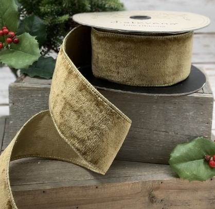 Luxury Medium Brown Gold Dark Beige Ribbon Velvet