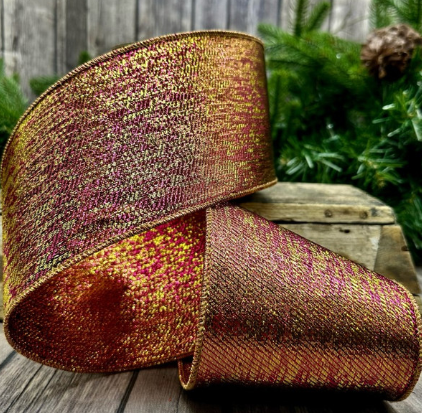 Luxury Large Ribbon Burgundy Gold Metallic