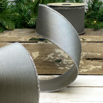 Luxury Medium Ribbon Grey Taffeta Silver