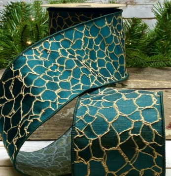 Luxury Large Ribbon Giraffe Animal Print Teal Blue