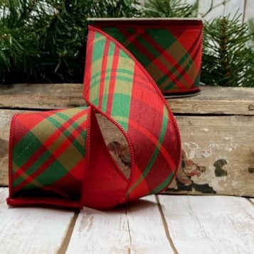 Luxury ribbon  green red Plaid Check