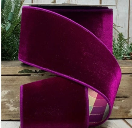 Ribbon Large Velvet Dark Purple Plum