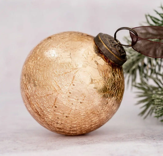 Luxury Crackle Champagne Glass Ornament – 3"