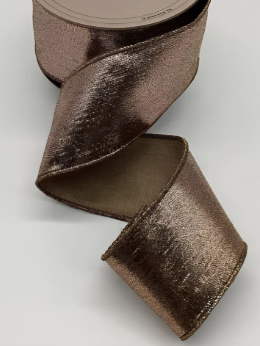 Metallic Micro Dots Ribbon Brown 4"