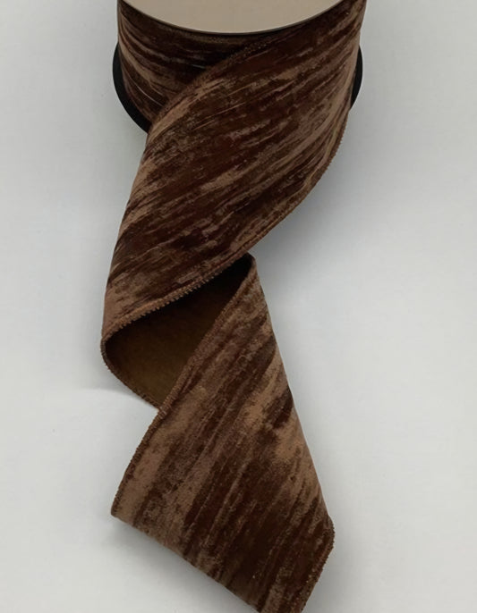 Brown Velvet Ribbon – Vintage Chic with Satin Back 4"