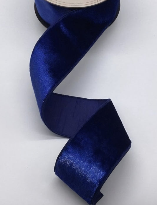 Navy Blue Velvet Christmas Ribbon with Matching Backing – 3"
