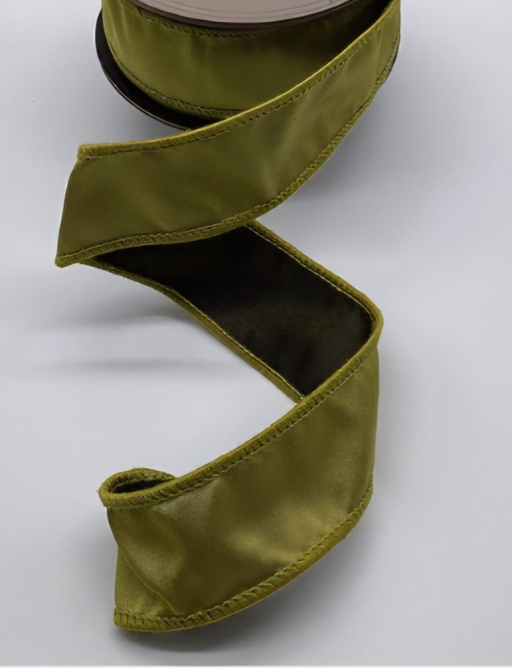 Luxury Moss Olive Green Satin Christmas Ribbon – 2.5"